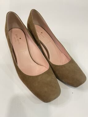Kate Spade Tan Kylah Suede Square Toe Block Heel Pumps Size 8.5 M